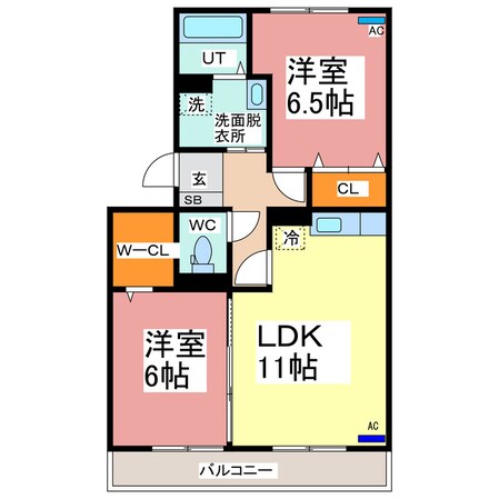 メゾン定正Ａ棟の物件間取画像